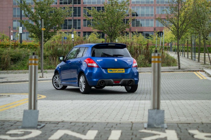 Suzuki Swift Sport 5 Door Review Rear Angle Scene - carwitter