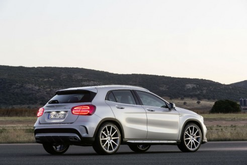 Mercedes GLA 45 AMG Side Rear Angle - carwitter