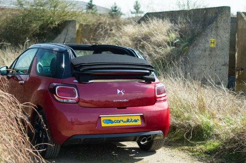 Citroen DS3 Cabrio Review - Rear Angle Roof Folded Scene - carwitter