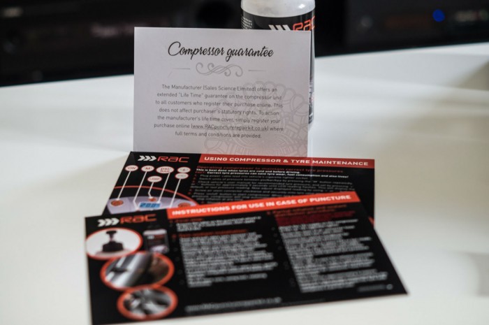 RAC Tyre maintenance and puncture repair kit Review - Instructions - carwitter