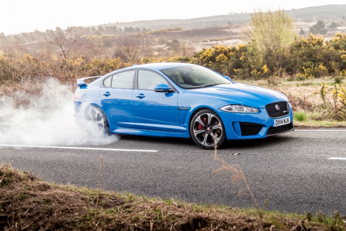 2014 Jaguar XFR-S Review - Burnout Front Angle - carwitter