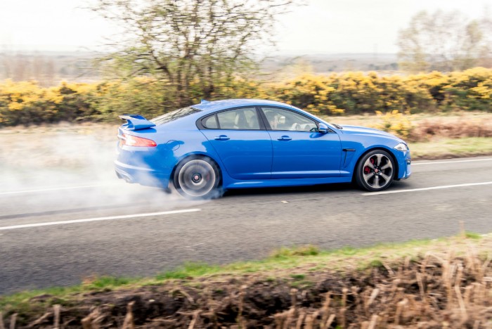 2014 Jaguar XFR-S Review - Burnout Side - carwitter
