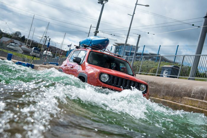 Jeep Renegade drives Olympic-Standard White Water Rafting Course - Front Action - carwitter