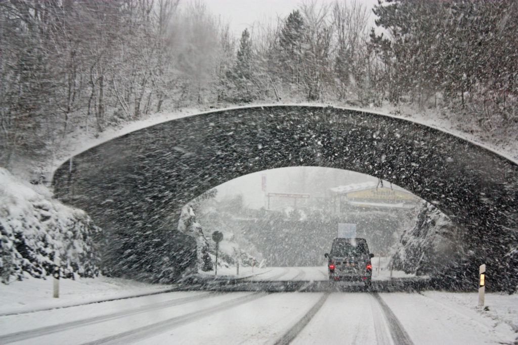winter driving snow storm
